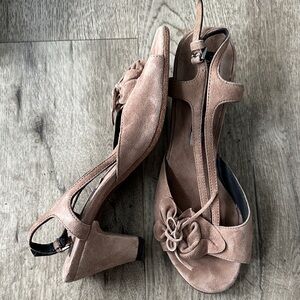 Alberto Fermani Brown Heeled Sandals Peep Toe Suede